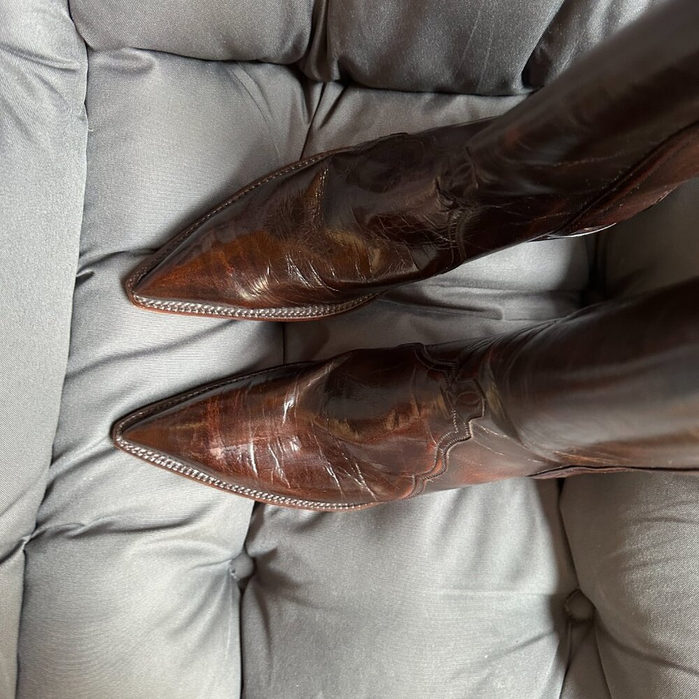RARE VTG Lucchese Classics Buffalo Teak Buff Triad Cowboy Boots Womens 8 B - Picture 3 of 13